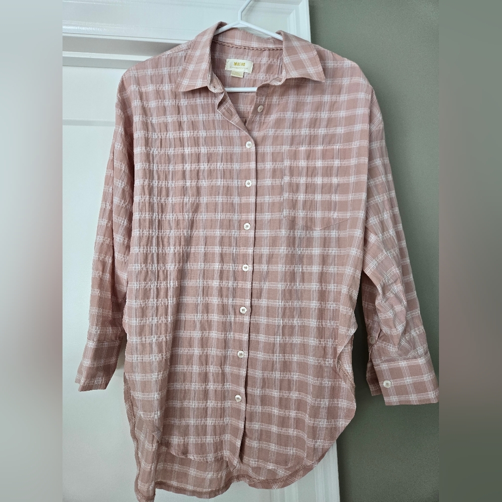 Pink Plaid Button-Up Shirt Size XS Like New